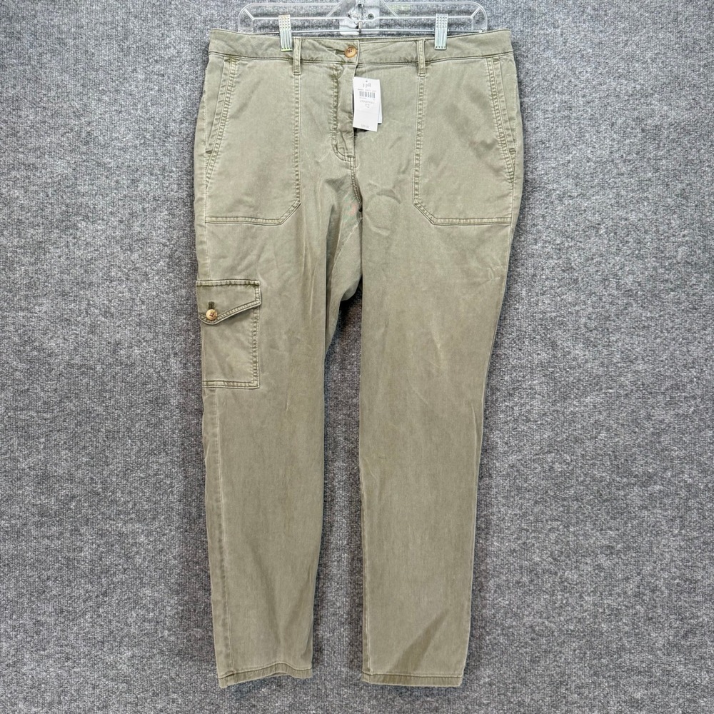 J.Jill Cargo Pants Women 12 Green Slim Leg Stretch Utility‎ Cotton Tencel NEW